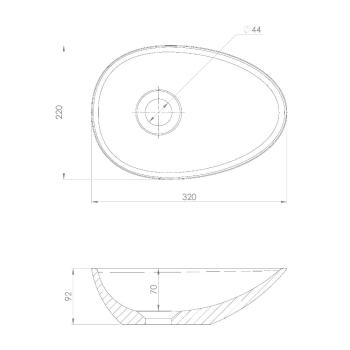 Umywalka nablatowa kompozytowa 32 x 22 cm KEA biała KE320 Sapho Wymiarowanie