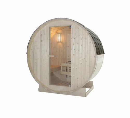 2 osobowa sauna zewnętrzna w kształcie beczki TROMSÖ M F50120 Sanotechnik