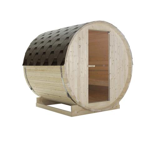 Sauna zewnętrzna 4 osobowa sucha w kształcie beczki świerk TROMSÖ L F50180 Sanotechnik
