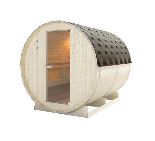 Sauna zewnętrzna ogrodowa 6 osobowa sucha Fińska w kształcie beczki świerk TROMSÖ XL F50220 Sanotechnik