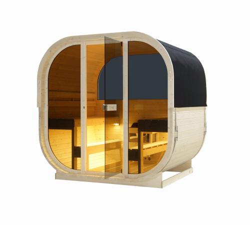 Sauna zewnętrzna ogrodowa 6 osobowa sucha Fińska beczka świerk HANKO F60180 Sanotechnik