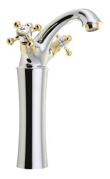 Bateria umywalkowa stojąca wysoka chrom-złoto ANTEA 3172L Reitano
