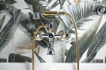 Bateria wannowa ścienna chrom złoto ANTEA 3012 Reitano front