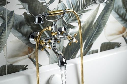 Bateria wannowa ścienna chrom złoto ANTEA 3012 Reitano wizualizacja