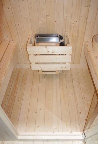 2 osobowa sauna zewnętrzna ogrodowa Fińska ISLAND L F90120 Sanotechnik wnętrze