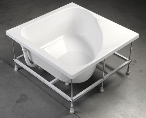 Brodzik prysznicowy kwadratowy głęboki ze stelażem 90 x 90 x 30 cm CARMEN biały 29711 Polysan na stelażu