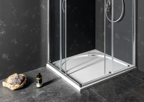 Brodzik prysznicowy kwadratowy kompozytowy 80 x 80 x 3 cm LARCA PL008 Gelco z kabiną