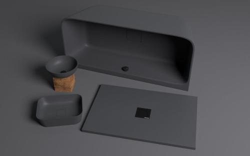 Brodzik prysznicowy kwadratowy kompozytowy z możliwością docinania 90 x 90 x 3 cm FLEXIA antracyt mat 71546.51 Polysan komplet