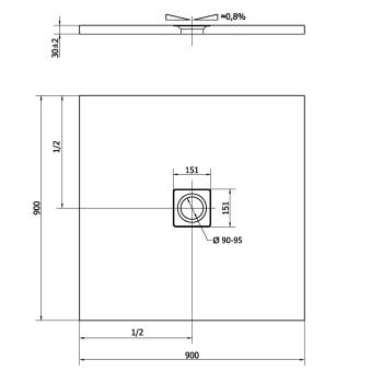 Brodzik prysznicowy kwadratowy kompozytowy z możliwością docinania 90 x 90 x 3 cm FLEXIA beż mat 71546.81 Polysan rysunek