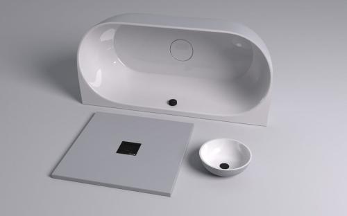Brodzik prysznicowy kwadratowy kompozytowy z możliwością docinania 90 x 90 x 3 cm FLEXIA szary mat 71546.31 Polysan zestaw