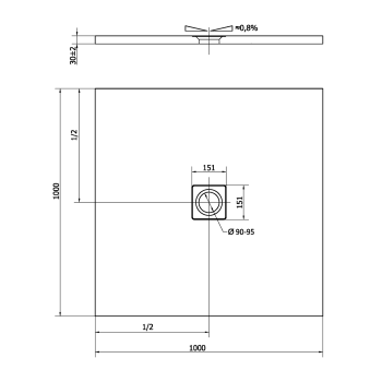 Brodzik prysznicowy kwadratowy kompozytowy z możliwością docinania 100 x 100 x 3 cm FLEXIA antracyt mat 71552.51 Polysan wymiary