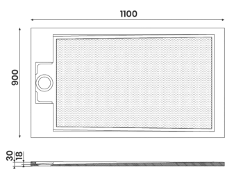 Brodzik prysznicowy prostokątny kompozytowy 110 x 90 x 3 cm EMA PE11090 Gelco wymiary
