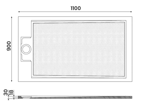 Brodzik prysznicowy prostokątny kompozytowy 110 x 90 x 3 cm EMA PE11090 Gelco wymiary
