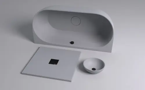 Brodzik prysznicowy prostokątny kompozytowy z możliwością docinania 110 x 100 x 3 cm FLEXIA szary mat 72922.31 Polysan zestaw