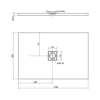 Brodzik prysznicowy prostokątny kompozytowy z możliwością docinania 120 x 80 x 3 cm FLEXIA brąz mat 77922.71 Polysan wymiary