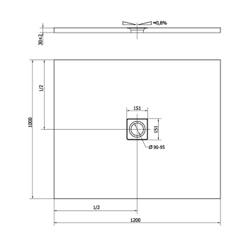 Brodzik prysznicowy prostokątny kompozytowy z możliwością docinania 120 x 100 x 3 cm FLEXIA antracyt mat 71563.51 Polysan wymiary