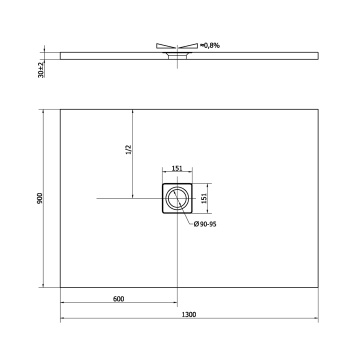 Brodzik prysznicowy prostokątny kompozytowy z możliwością docinania 130 x 90 x 3 cm FLEXIA szary mat 72896.31 Polysan wymiary
