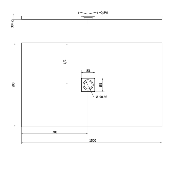 Brodzik prysznicowy prostokątny kompozytowy z możliwością docinania 150 x 90 x 3 cm FLEXIA brąz mat 72898.71 Polysan wymiary