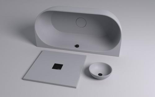 Brodzik prysznicowy prostokątny kompozytowy z możliwością docinania 150 x 90 x 3 cm FLEXIA szary mat 72898.31 Polysan zestaw