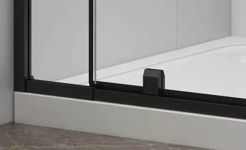 Drzwi prysznicowe do wnęki obrotowe 760 - 900 mm EASY BLACK szkło brick EL1638B Polysan dół