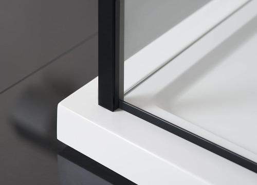 Ścianka prysznicowa boczna 800 mm ZOOM BLACK szkło czyste ZL3280B Polysan dół