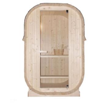 Sauna zewnętrzna ogrodowa 1 - 2 osobowa sucha Fińska w kształcie beczki 128,2 x 120 x 194 cm LINDHOLM F60120 Sanotechnik