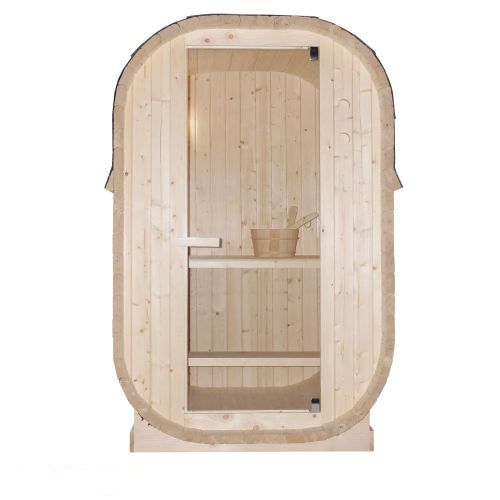 Sauna zewnętrzna ogrodowa 1 - 2 osobowa sucha Fińska w kształcie beczki 128,2 x 120 x 194 cm LINDHOLM F60120 Sanotechnik