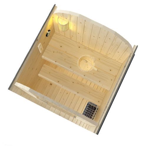 Sauna zewnętrzna ogrodowa 1 - 2 osobowa sucha Fińska w kształcie beczki 128,2 x 120 x 194 cm LINDHOLM F60120 Sanotechnik
