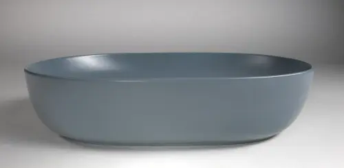 Umywalka nablatowa ceramiczna 60,5 x 41,5 cm niebieski ARDEA AR043-42 Sapho bok