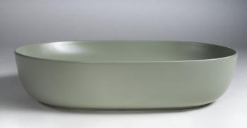 Umywalka nablatowa ceramiczna 60,5 x 41,5 cm zielony ARDEA AR043-44 Sapho bok
