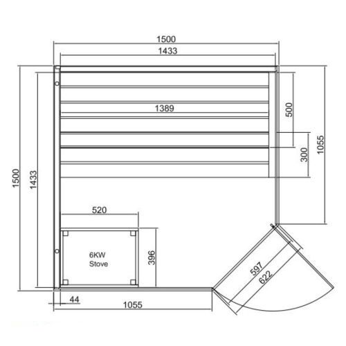 2-3 osobowa sauna combi FALUN XL 150x150x200cm FX75200 Sanotechnik