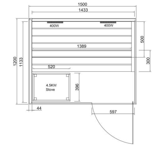 2-3 osobowa sauna combi GLACIER L 150x120x200cm FK75150 Sanotechnik