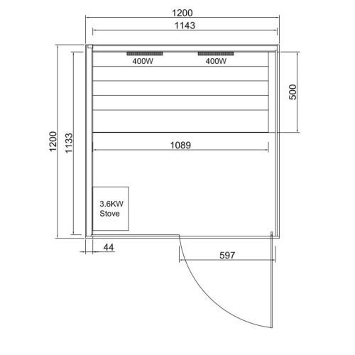 2 osobowa sauna combi GLACIER M 120x120x200cm FK75120 Sanotechnik