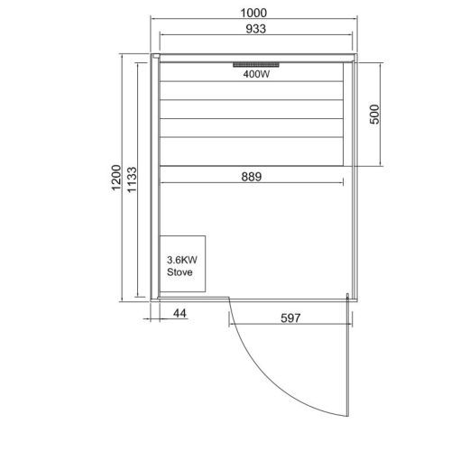 1 osobowa sauna combi GLACIER S 100x120x200cm FK75100 Sanotechnik
