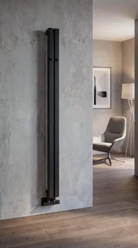 Grzejnik łazienkowy 90 x 1800 mm czarny mat 301 W LETIZIA IR245B Sapho wizualizacja
