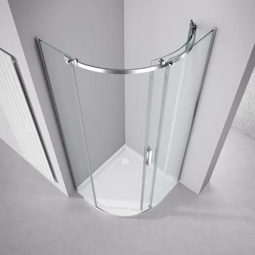 Kabina prysznicowa półokrągła 90 x 90 x 200 cm prawa THRON ROUND TL2690R-5005 POLYSAN z góry