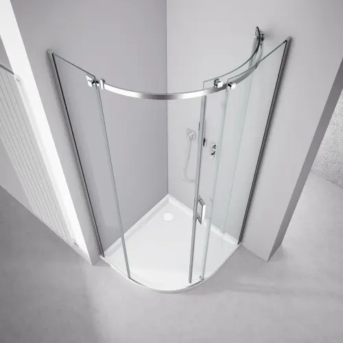 Kabina prysznicowa półokrągła 90 x 90 x 200 cm prawa THRON SQUARE TL2690R-5002 POLYSAN Z GÓRY