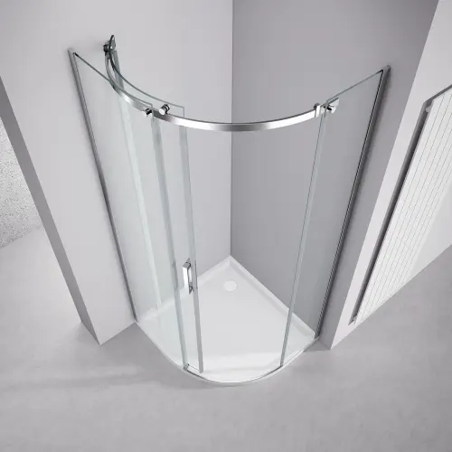 Kabina prysznicowa półokrągła 90 x 90 x 200 cm lewa THRON ROUND TL2690L-5005 POLYSAN z góry