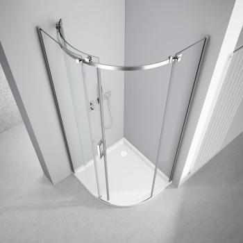 Kabina prysznicowa półokrągła 90 x 90 x 200 cm lewa THRON SQUARE TL2690L-5002 POLYSAN z góry