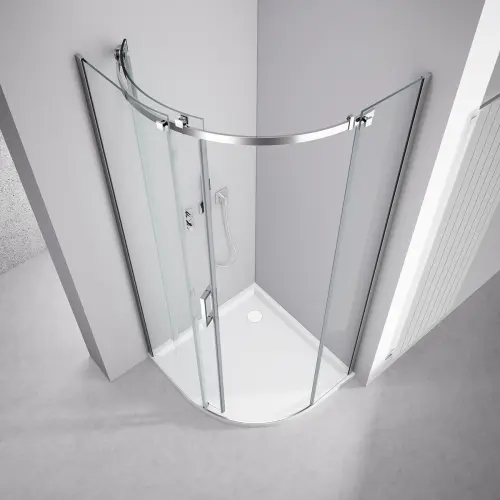 Kabina prysznicowa półokrągła 90 x 90 x 200 cm lewa THRON SQUARE TL2690L-5002 POLYSAN z góry